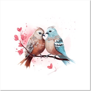 Valentine Kissing Quail Bird Couple Posters and Art